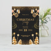 Editable Gold Christmas Party Holiday Einladung (Stehend Vorderseite)