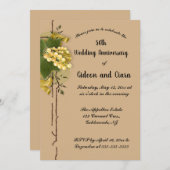 Editable Gold Currants Ribbon Golden Anniversary Einladung (Vorne/Hinten)