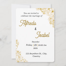 Editable Gold Floral Wedding Invitation Template Einladung