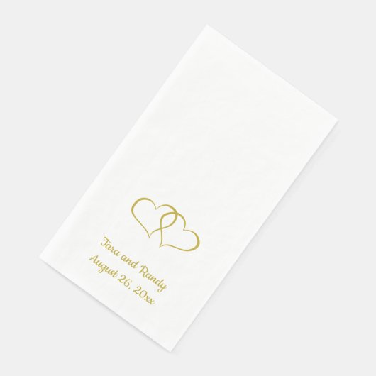 Editable Gold Linked Hearts Serviette (Ecke)