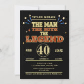Editable Gold "Man, Myth, Legend, Birthday Invitat Einladung (Vorderseite)