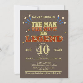 Editable Gold "Man, Myth, Legend, Birthday Invitat Einladung
