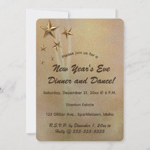 Editable Gold Shooting Stars und Glitzern Einladung