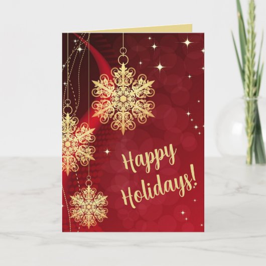 Editable Gold Snowflakes Happy Holidays Weihnachte Karte (Vorderseite)