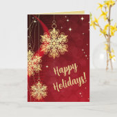 Editable Gold Snowflakes Happy Holidays Weihnachte Karte (Gelbe Blume)