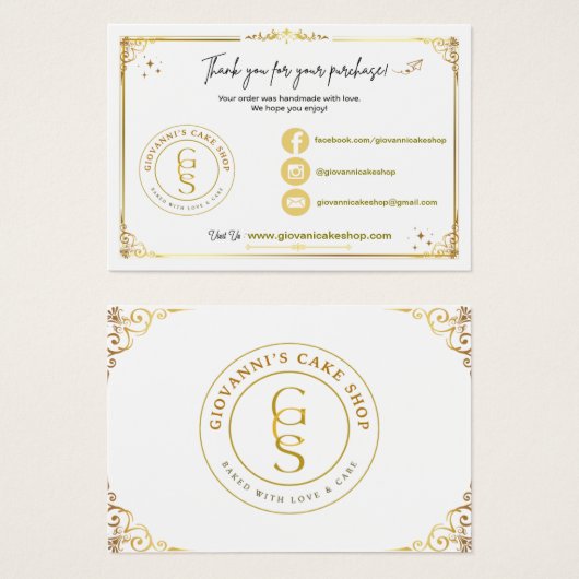 Editable Gold Vielen Dank Karte (Vorne & Hinten)