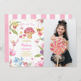 Editable Golden Fairy Birthday Foto Einladung