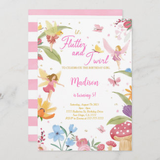 Editable Golden Fairy Birthday Party Einladung