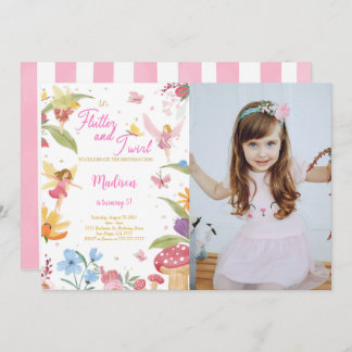 Editable Golden Fairy Birthday Party Foto Einladung