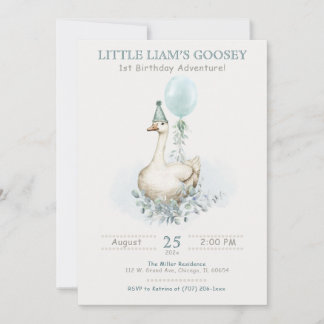 Editable Goose-themed First Birthday Einladung