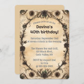 Editable Goth Black Rose Einladung (Vorne/Hinten)