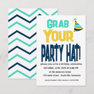 Editable Grab dein Party Hat Geburtstag Einladung
