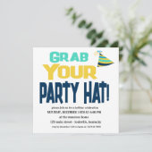 Editable Grab Ihr Party Hat Einladung (Stehend Vorderseite)