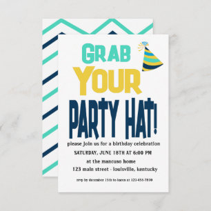 Editable Grab Ihr Party Hat Geburtstag Einladung