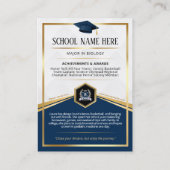 Editable Graduate Trading Card Elegantes blaues Go Telefonnummerkarte (Rückseite)