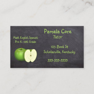 Editable Green Apples Educator Visitenkarte