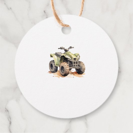Editable Green ATV Bike Birthday Circle Geschenkanhänger (Rückseite)