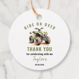Editable Green ATV Bike Birthday Circle Geschenkanhänger