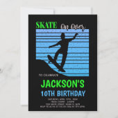 Editable Green & Blue Skater Party laden Sie ein Einladung (Vorderseite)