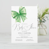 Editable Green Bow Coquette Einladung (Stehend Vorderseite)