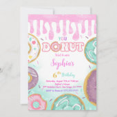 Editable Green Donut Birthday Party Einladung (Vorderseite)