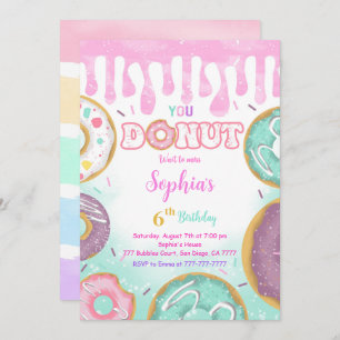 Editable Green Donut Birthday Party Einladung