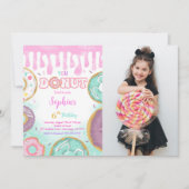 Editable Green Donut Birthday Party Foto Einladung (Vorderseite)