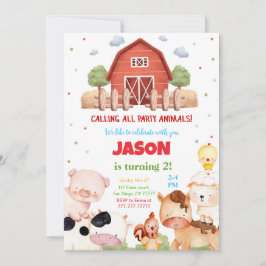 Editable Green Farm Birthday Party Einladung