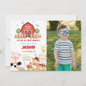 Editable Green Farm Birthday Party Foto Einladung (Vorderseite)
