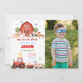 Editable Green Farm Birthday Party Foto Einladung