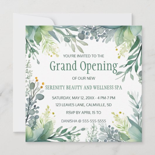 Editable Green Grand Opening Einladung (Vorderseite)