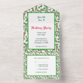 Editable Green Holly Red Berries All in one Einladung (Innen Boden)