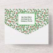 Editable Green Holly Red Berries All in one Einladung (Rückseite)