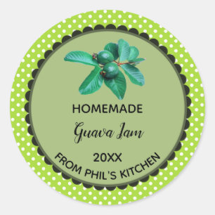 Editable Green Polka Dot Guava Label Stickers