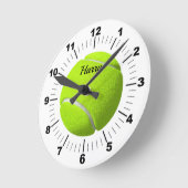 Editable Green Tennis Ball Runde Wanduhr (Winkel)