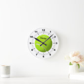 Editable Green Tennis Ball Runde Wanduhr (Zuhause)