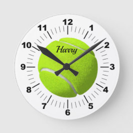 Editable Green Tennis Ball Runde Wanduhr