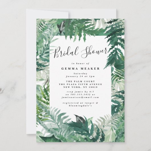 Editable Greenery Modern Bridal (Vorderseite)