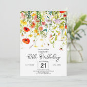 Editable Greenery Wildblumen 40. Geburtstag Einladung (Stehend Vorderseite)
