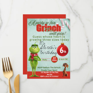 Editable Grinch Einladung zum Geburtstag
