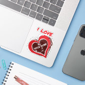 Editable Grunge Heart Love Design – Add Your Own T Aufkleber (Laptop mit iPhone)