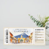 Editable Guatemala Flugzeug Boarding Pass Einladung (Stehend Vorderseite)