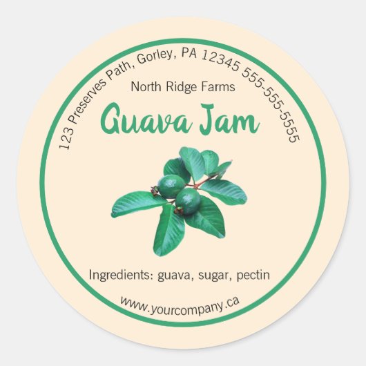 Editable Guava Jam Label Runder Aufkleber (Vorderseite)