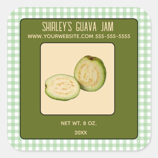 Editable Guava Jam Quadratischer Aufkleber (Vorderseite)