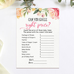 Editable Guess right price game Baby Shower Card Einladung