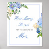 Editable Guess Wie viele Küsse für bald Mrs. Sign Poster (Vorne)