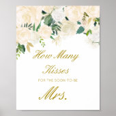 Editable Guess Wie viele Küsse für bald Mrs. Sign Poster (Vorne)