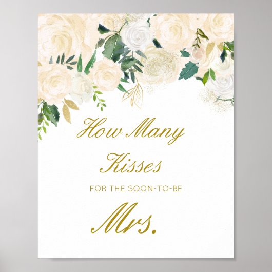 Editable Guess Wie viele Küsse für bald Mrs. Sign Poster (Vorne)