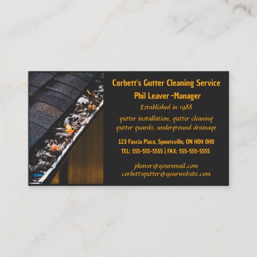Editable Gutter Cleaning Visitenkarte (Vorderseite)
