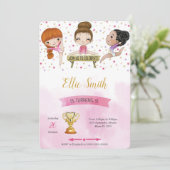 Editable Gymnastik Geburtstagseinladung Einladung (Stehend Vorderseite)